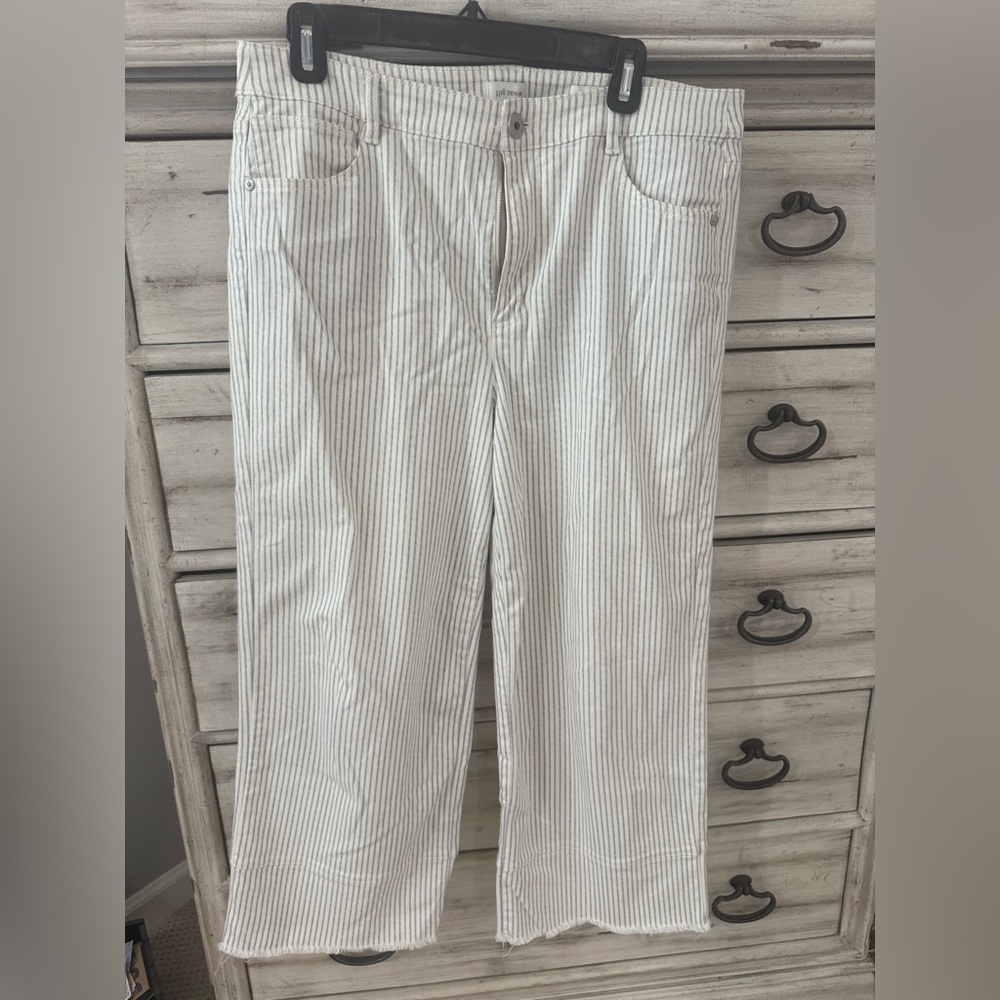 J Jill cropped stripe jeans.